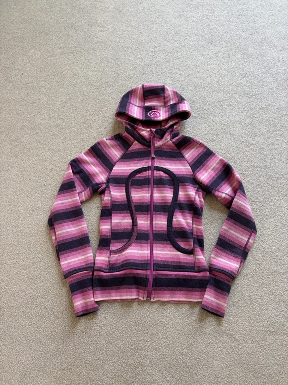 lululemon athletica Pink and Purple Striped Hooded Jacket